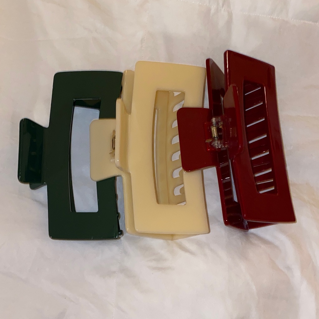 Set Of 3 Rectangular Kv Xl Hair Claw Clips
